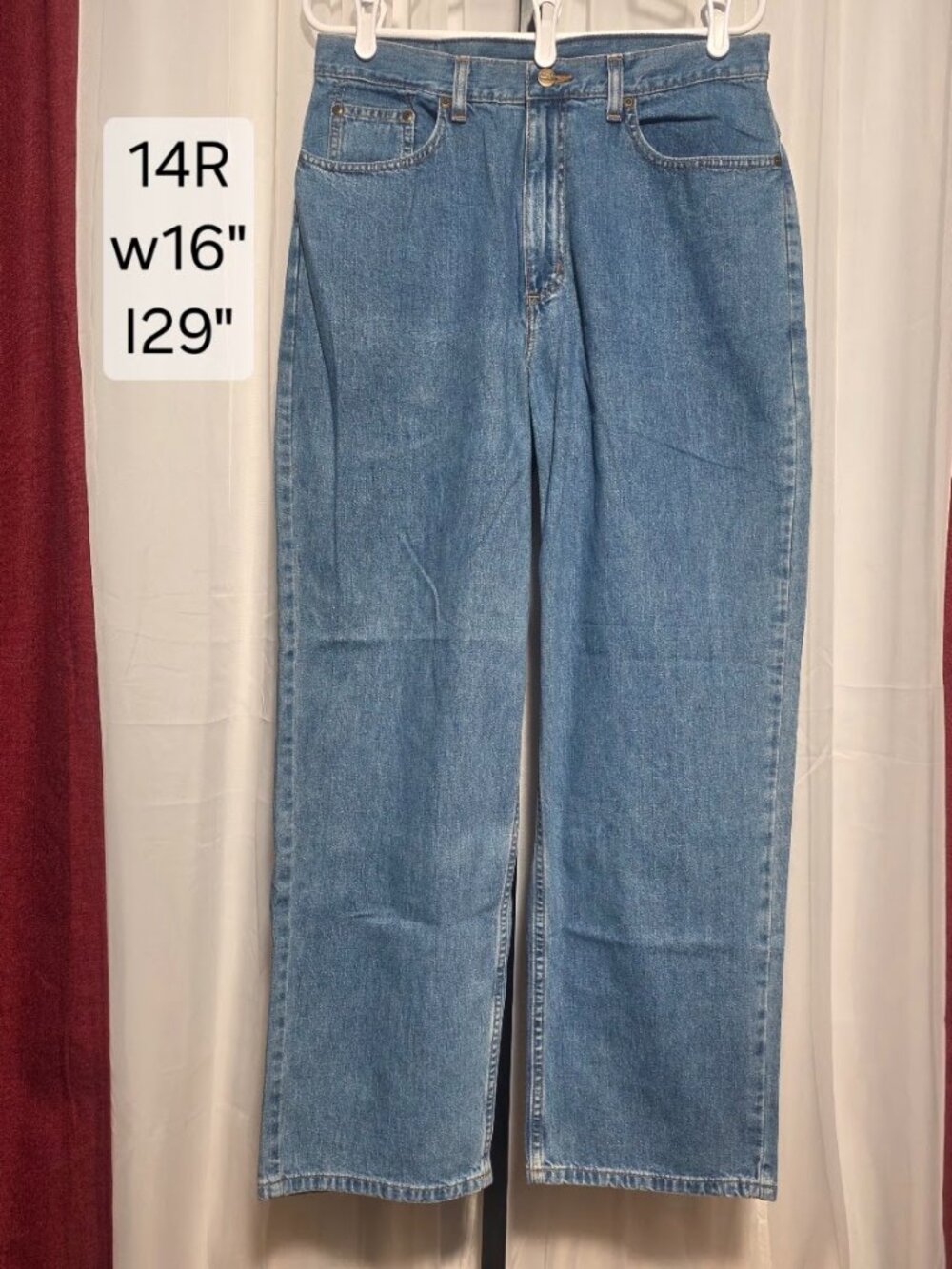Vintage LL Bean Classic Fit High Rise Mom Jeans 14R Light Wash Straight Leg
